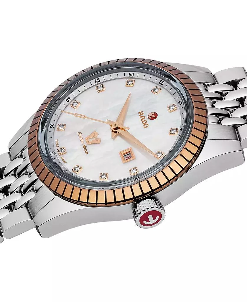 商品Rado|Women's Swiss Automatic Golden Horse Diamond (1/10 ct t.w.) Stainless Steel Bracelet Watch 35mm,价格¥14541,第3张图片详细描述