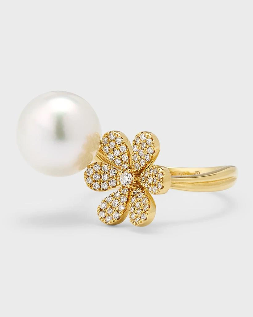 商品Pearls By Shari|18K Yellow Gold South Sea Pearl and Daisy Flower Pot Ring, Size 6.5,价格¥24055,第4张图片详细描述