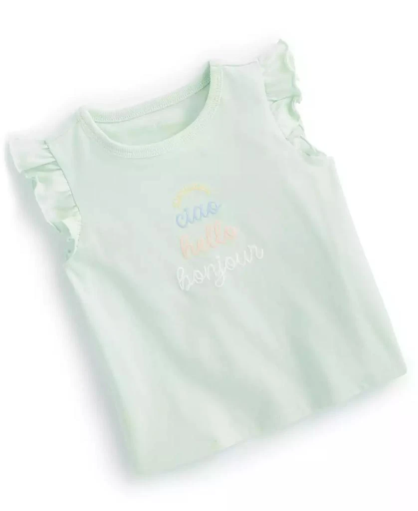 商品First Impressions|Baby Girls Hello Flutter-Sleeve Graphic T-Shirt, Created for Macy's,价格¥15,第1张图片