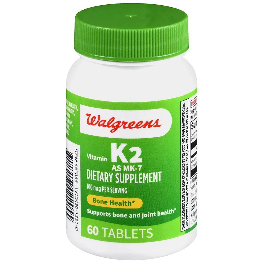 商品Walgreens|Vitamin K2 As MK-7 100 mcg Tablets,价格¥117,第1张图片