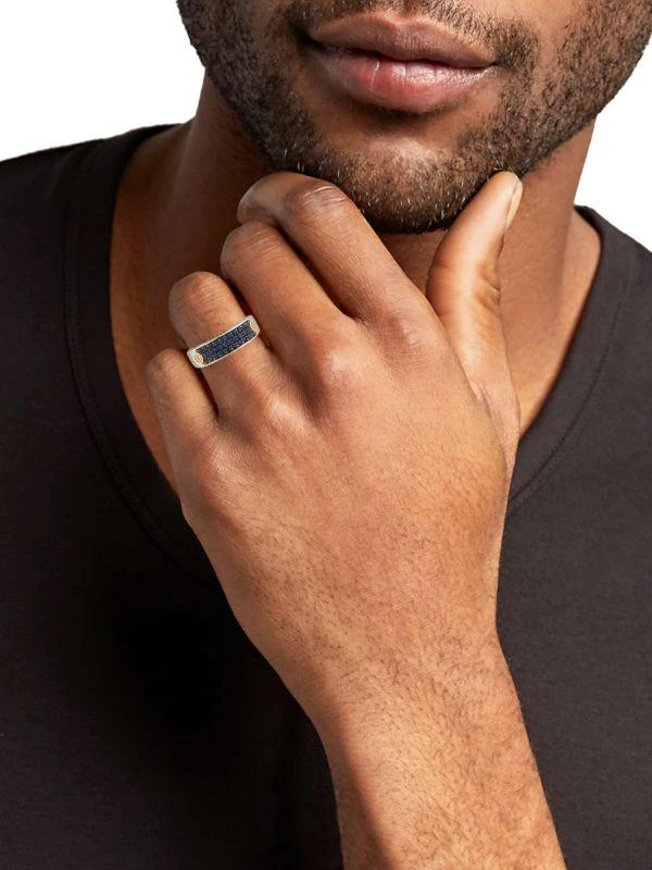 商品Effy|​Sterling Silver, 18K Yellow Gold & Sapphire Band Ring,价格¥3326,第2张图片详细描述