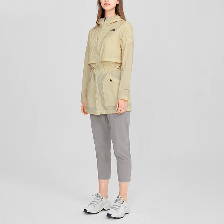 商品[国内直发] The North Face|北面 户外运动皮肤衣可收腰连帽 防风防紫外线防水防晒服 女款 米白色,价格¥523,第5张图片详细描述