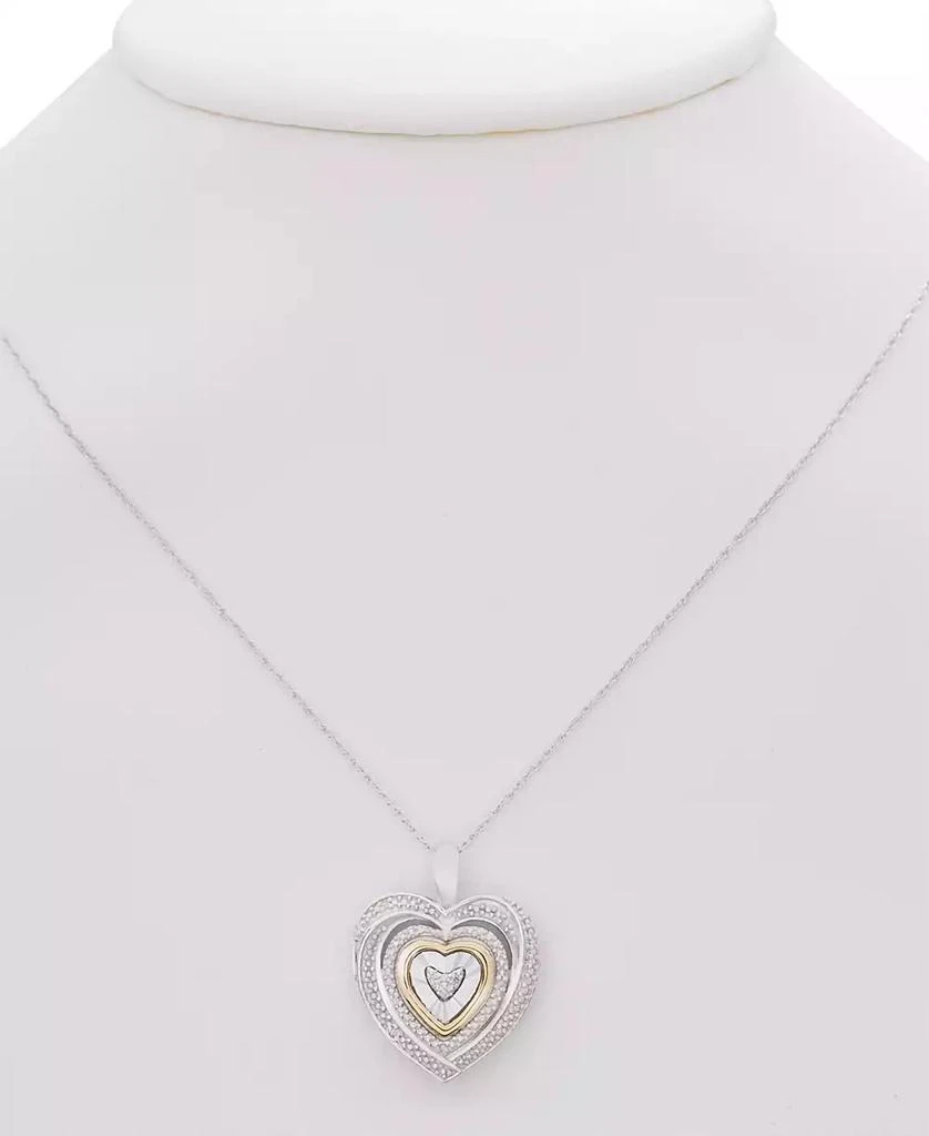 商品Macy's|Diamond Accent Two-Tone Heart Pendant Necklace in Sterling Silver and 10k Gold,价格¥226,第2张图片详细描述