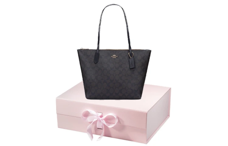 商品[国内直发] Coach|蔻驰 Zip Top 30 老花 PVC 托特包Tote包购物袋单肩包 大号 女款 深棕色,价格¥1228,第8张图片详细描述