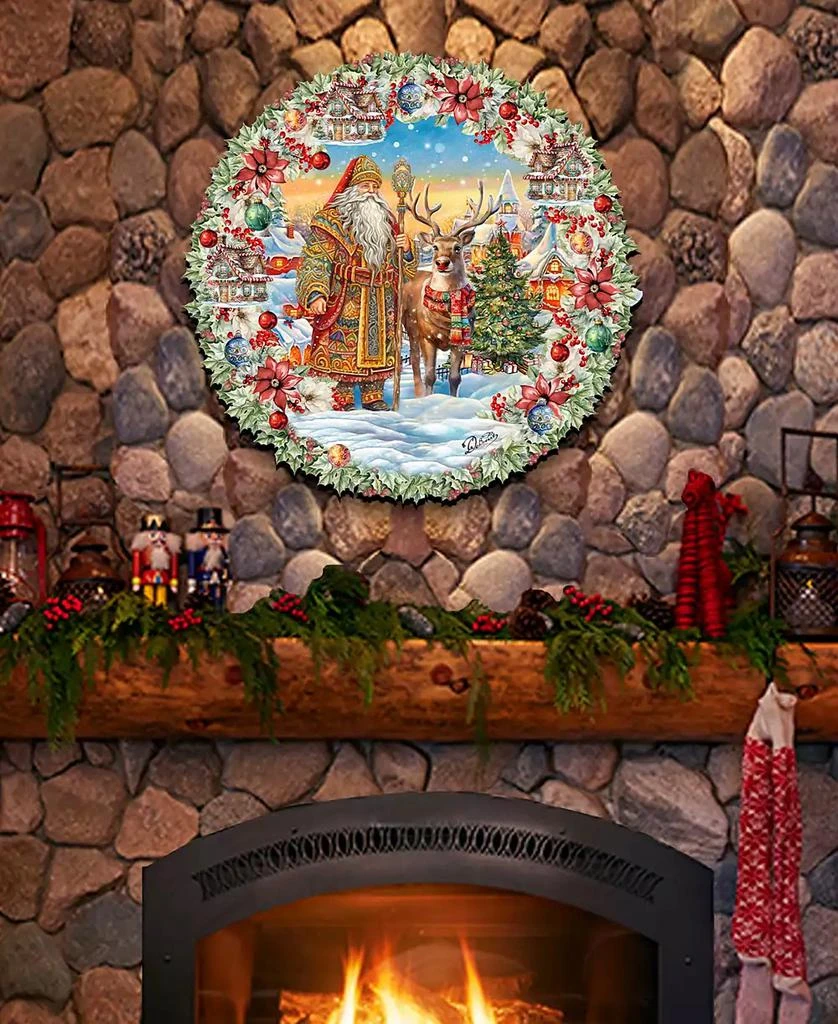Santa's Magical Cottage Christmas Wooden Door Decor Wall Decor G. DeBrekht 商品