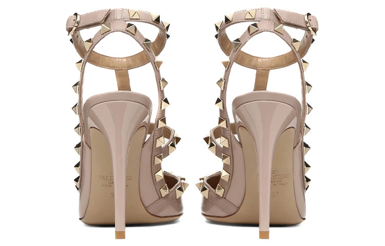 商品[国内直发] Valentino|华伦天奴 Rockstud GARAVANI 铆钉搭扣 铆钉鞋 细跟 高跟鞋 10cm 女款 裸肤色,价格¥7123,第6张图片详细描述
