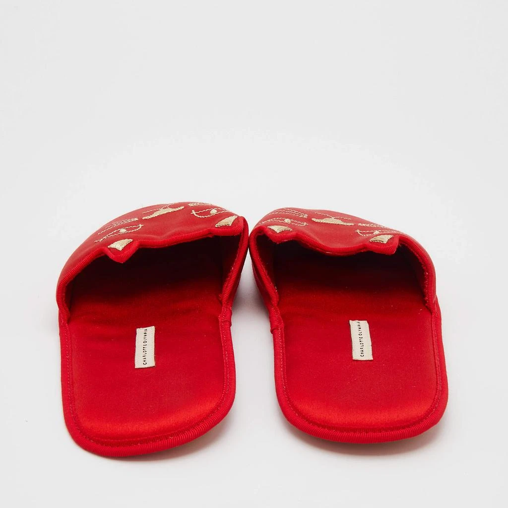 商品Charlotte Olympia|Charlotte Olympia Red Satin Kitty Slipper Flats Size XS 38,价格¥859,第5张图片详细描述