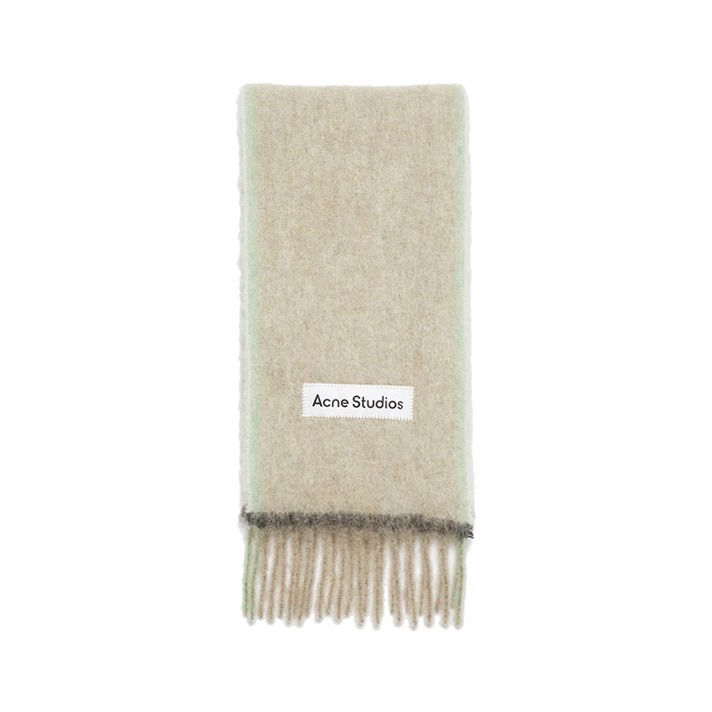 商品Acne Studios|23新款 女士米色/灰色马海毛混纺格纹围巾,价格¥2079,第1张图片
