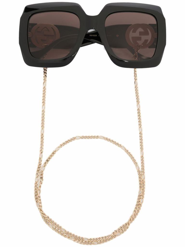 Rectangular sunglasses with chain商品第1张图片规格展示
