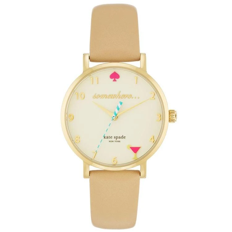 商品Kate Spade|Women's Metro Vachetta Leather Strap Watch 34mm 1YRU0484,价格¥1459,第1张图片