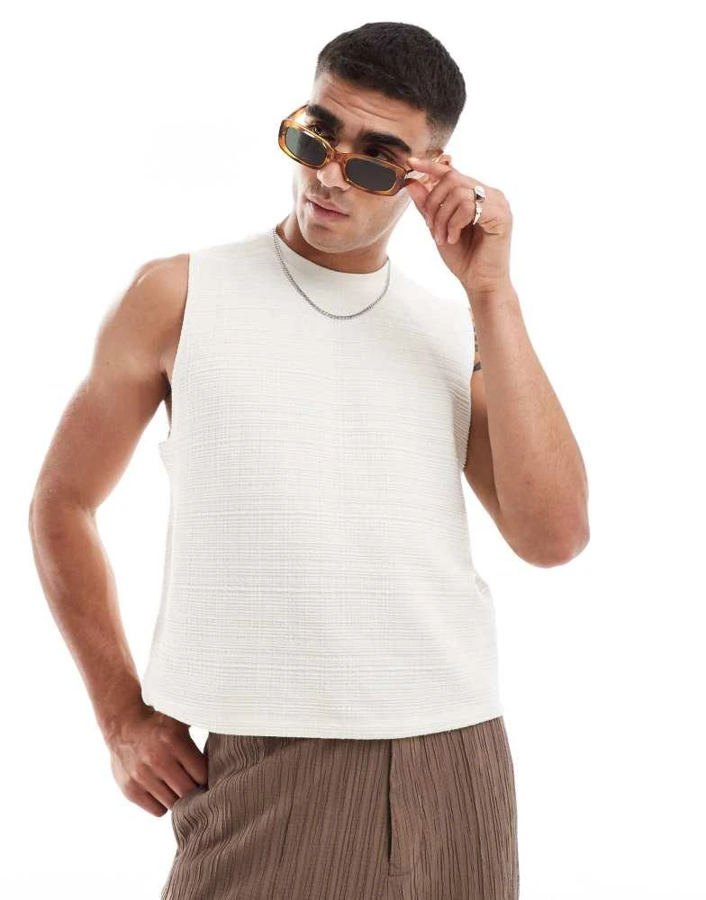 商品ASOS|ASOS DESIGN tank with crew neck in cream,价格¥117,第1张图片