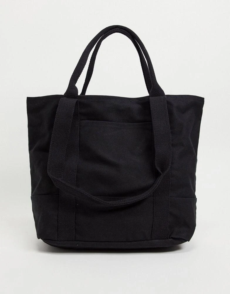 商品ASOS|ASOS DESIGN oversized heavyweight cotton tote bag with grab and shoulder handle in black ,价格¥168,第1张图片