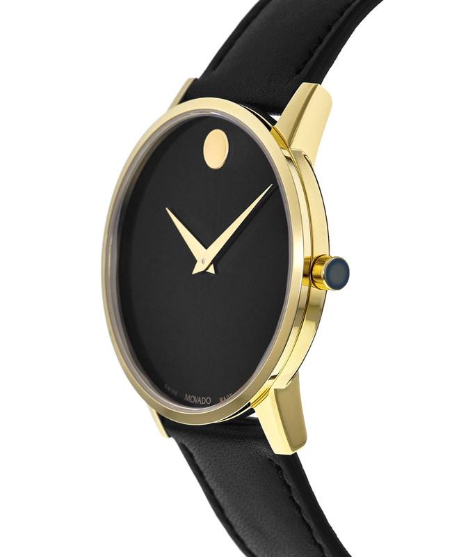 Movado Museum Classic Black Dial Black Leather Strap Men's Watch 0607271商品第3张图片规格展示