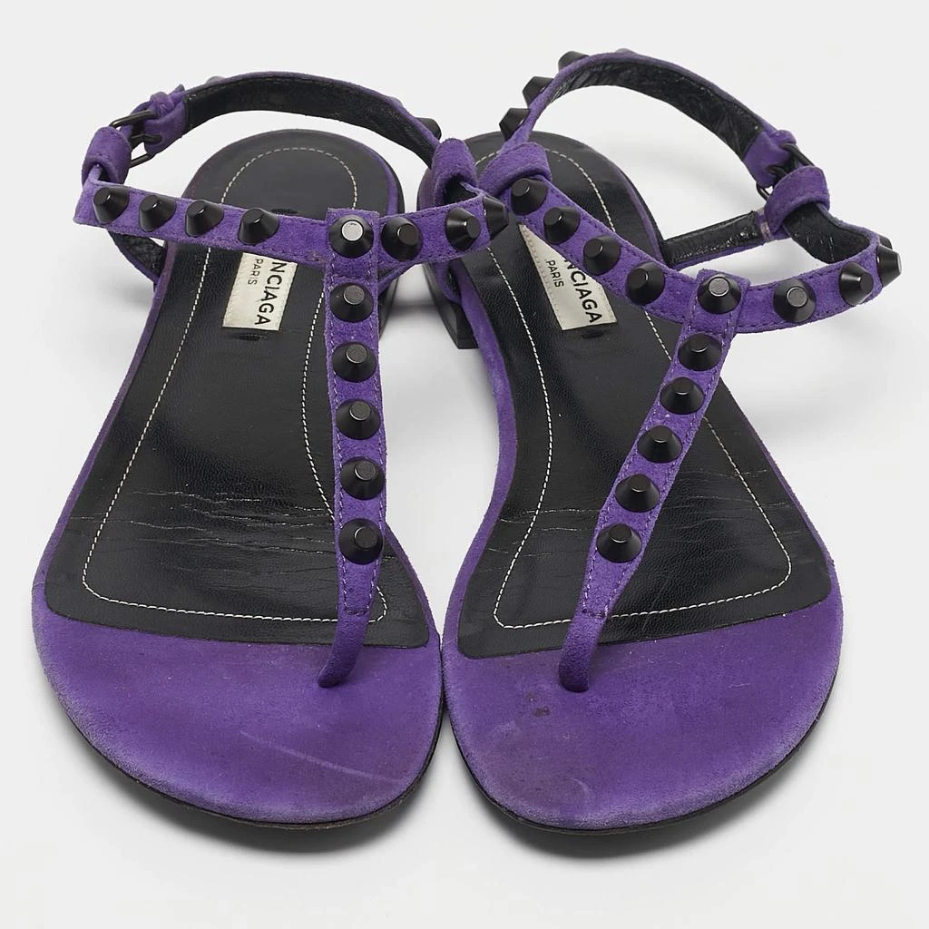 商品[二手商品] Balenciaga|Balenciaga Purple Suede Arena Flat Sandals Size 37,价格¥2140,第3张图片详细描述