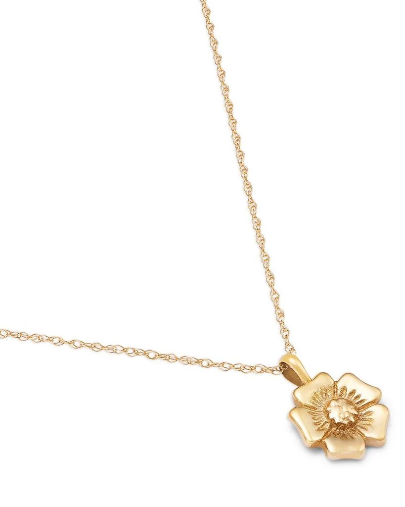 14K Yellow Gold Flower Pendant Necklace, 18" 商品
