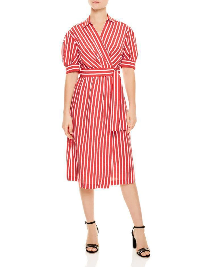 商品Sandro|Loreta Belted Striped Midi Dress ,价格¥1474,第1张图片