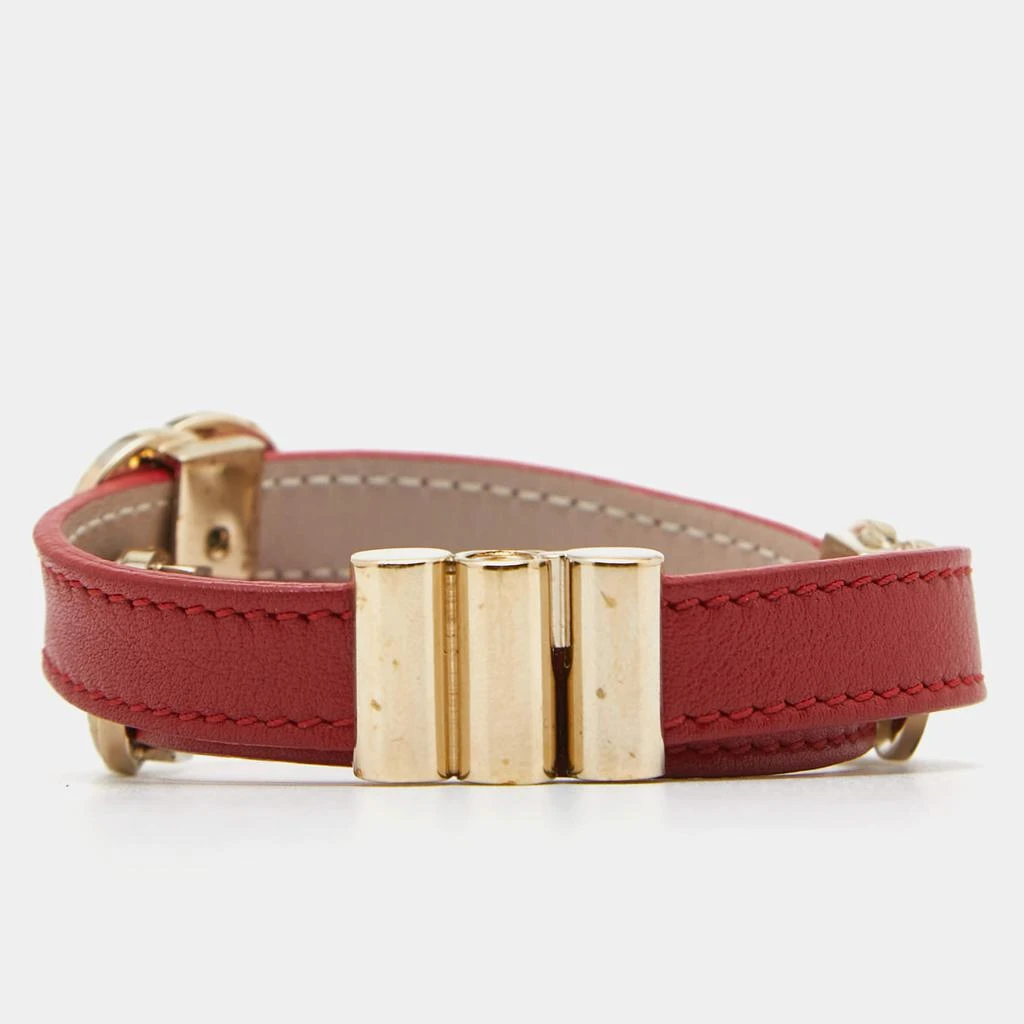 商品[二手商品] BVLGARI|Bvlgari Red Leather Gold Tone Double Coiled Wrap Bracelet,价格¥1368,第4张图片详细描述