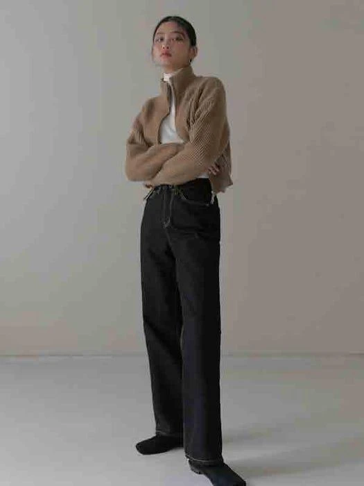 商品MILLIONCOR|Cover Band Wide loose Selvedge Denim_Black,价格¥574,第3张图片详细描述