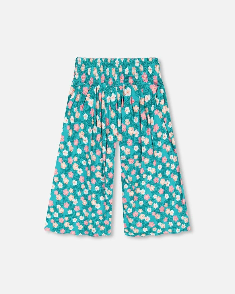 商品Deux par Deux|Smocked Waist Viscose Crop Wide Leg Pant Turquoise,价格¥453,第3张图片详细描述