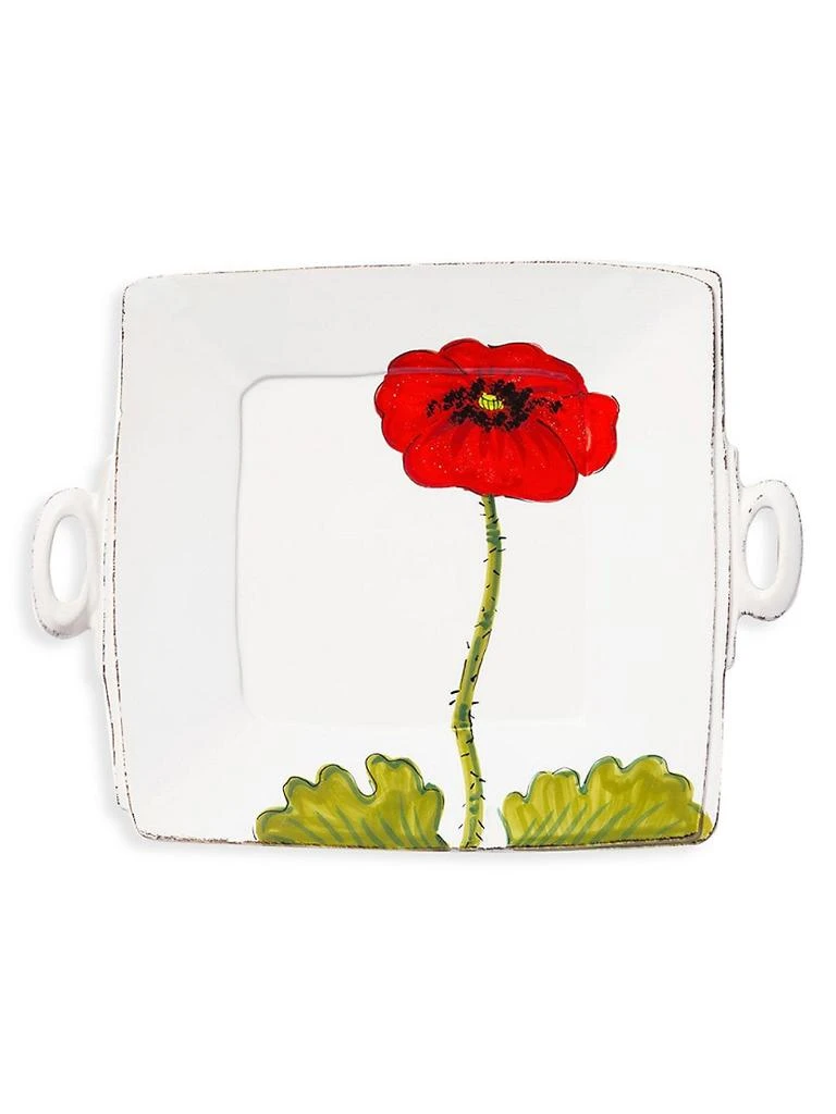 商品Vietri|Lastra Ceramic Poppy Handled Square Platter,价格¥1230,第1张图片