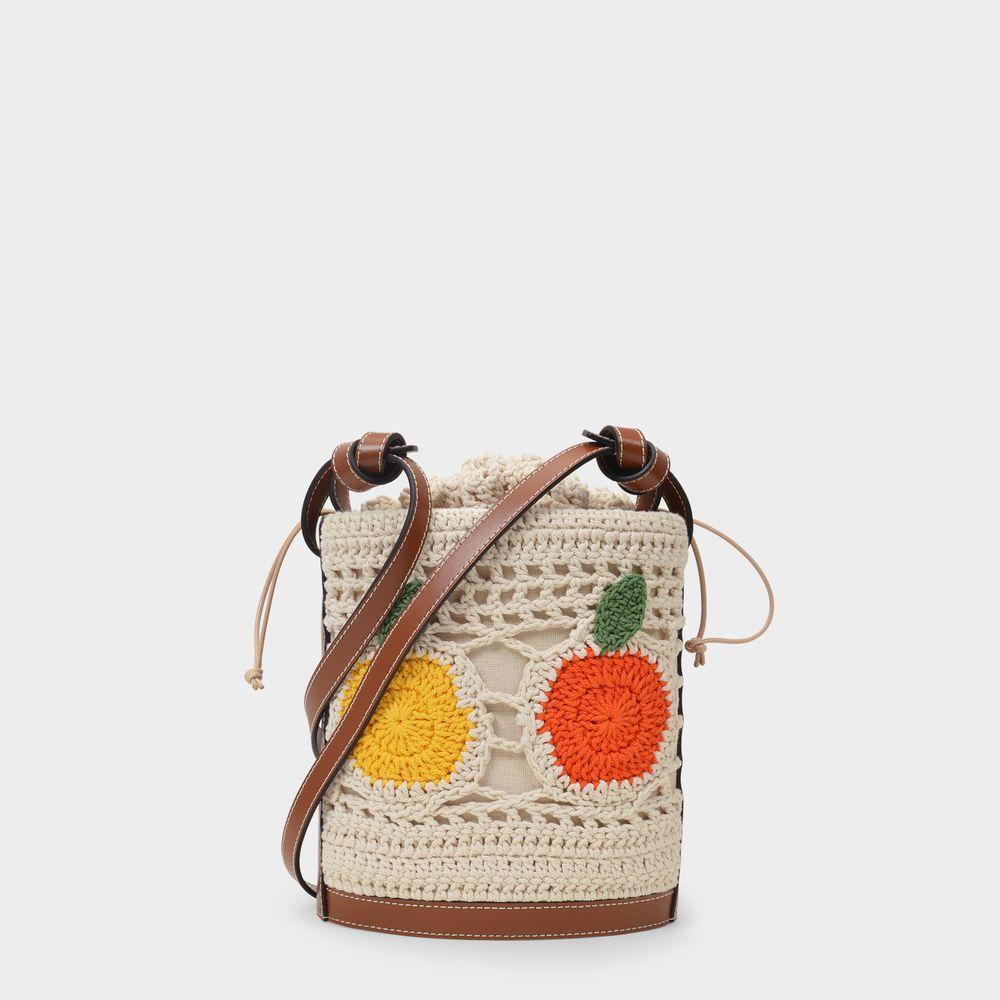 Fruit Crochet Anita Bucket Bag in Multi Canvas商品第3张图片规格展示