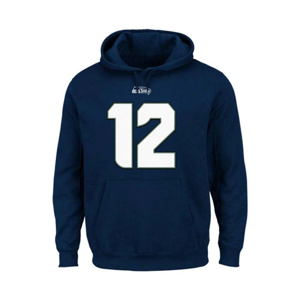 商品Majestic|Men's Seattle Seahawks 12s College Navy Eligible Receiver II Name & Number Hoodie,价格¥484,第2张图片详细描述