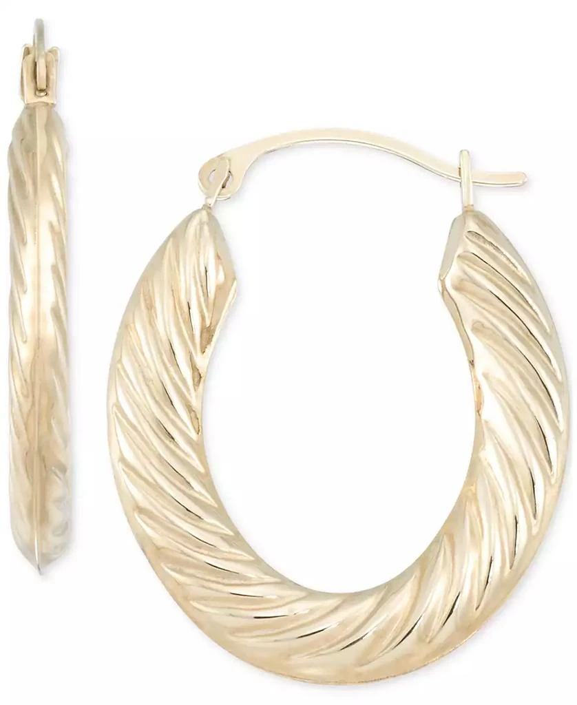 商品Macy's|Textured Oval Hoop Earrings in 10k Yellow Gold,价格¥597,第1张图片