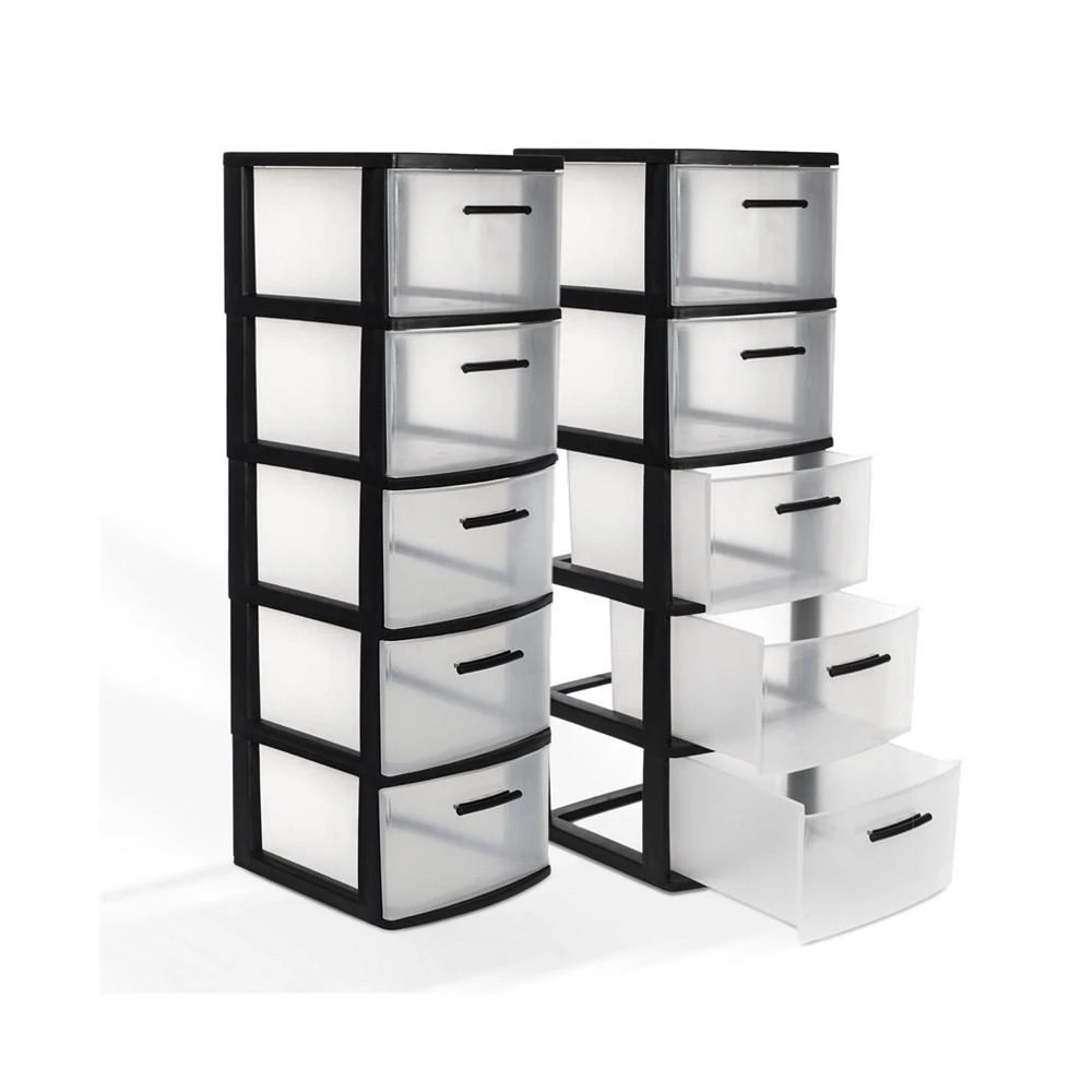 商品MQ|Eclypse 5-Drawer Storage Unit with Clear Drawers, Pack of 2,价格¥901,第1张图片