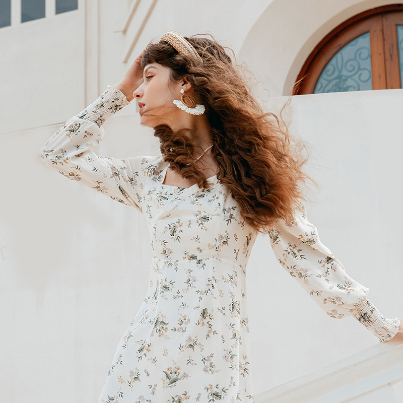 Arya白底繁花法式连衣裙 | Arya Dress - Ivory商品第1张图片规格展示