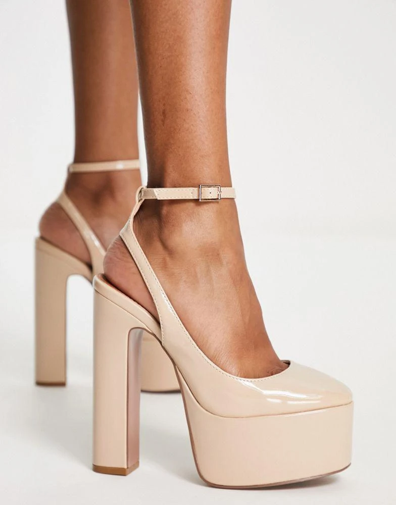 商品ASOS|ASOS DESIGN Pronto platform high heeled shoes in beige,价格¥191,第3张图片详细描述