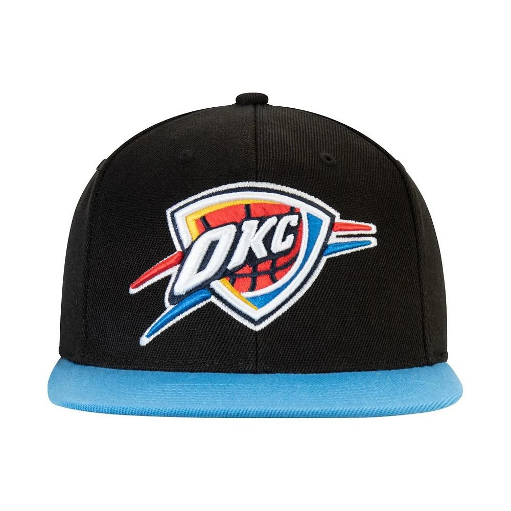 商品Mitchell and Ness|Men's Black and Blue Oklahoma City Thunder Logo Adjustable Central Snapback Hat,价格¥240,第4张图片详细描述