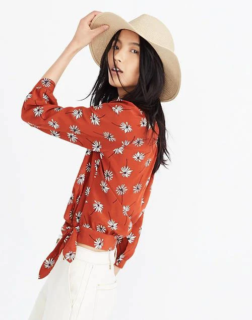 商品Madewell|Silk Wrap Top in Fresh Daisies,价格¥476,第1张图片