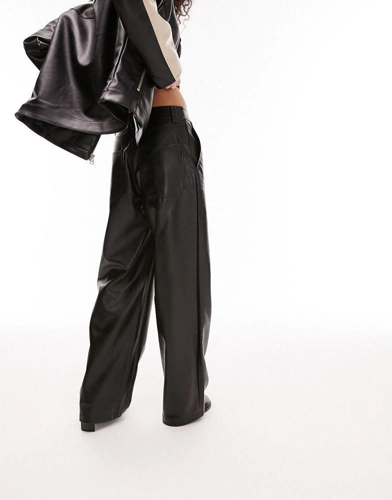 商品Topshop|Topshop faux leather wide leg trouser in black,价格¥263,第4张图片详细描述