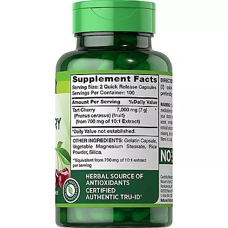 Nature's Truth Tart Cherry Extract 7,000 mg Quick-Release Capsules (200 ct.)商品第2张图片规格展示