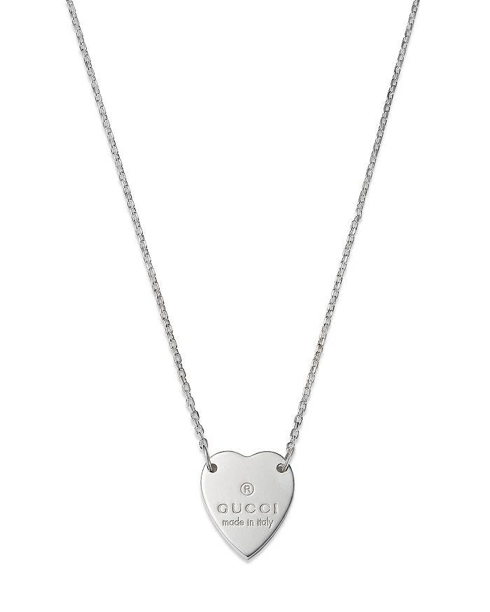 商品Gucci|Engraved Trademark 纯银心形项链, 18",价格¥2236,第1张图片详细描述