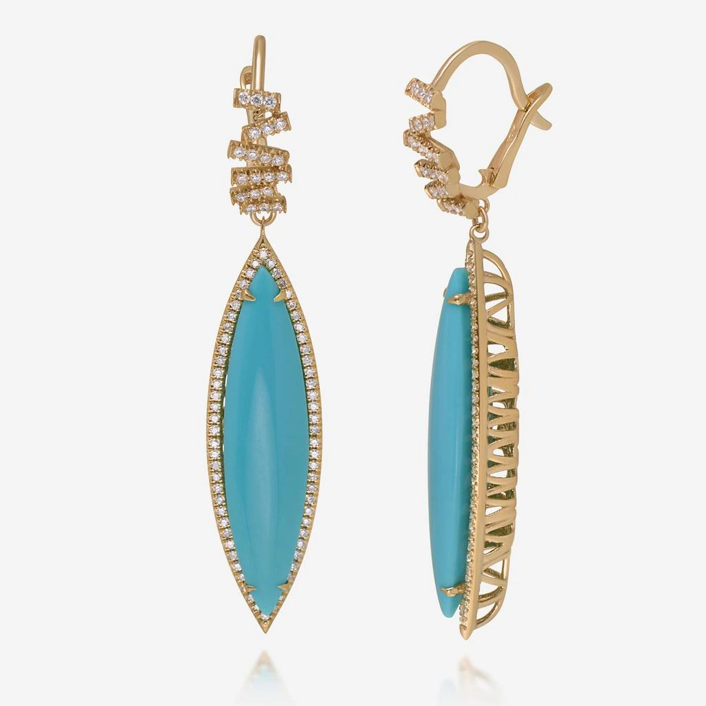 商品Suzanne Kalan|Suzanne Kalan 18K Yellow Gold, Diamond and Turquoise Drop Earrings AE157-YGTRQ,价格¥15512,第3张图片详细描述