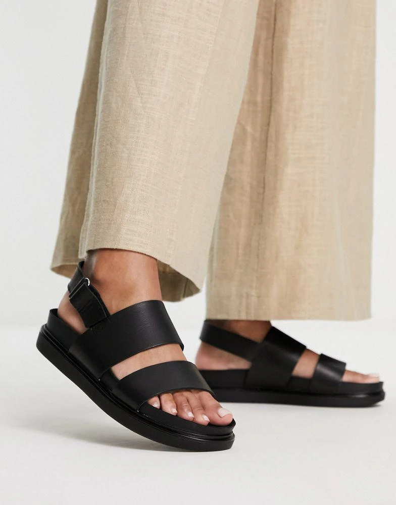 商品Vagabond|Vagabond Erin flat sandals in black leather,价格¥756,第1张图片