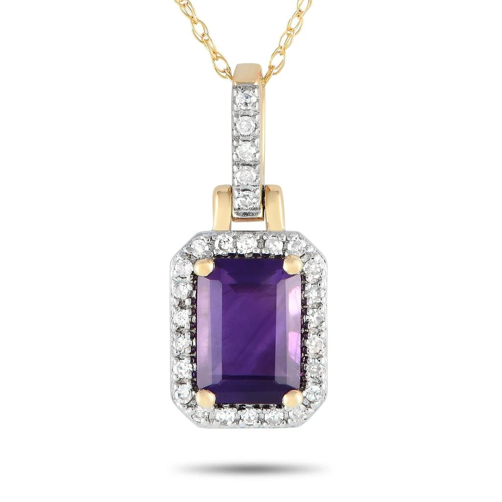 商品LB Exclusive|14K Yellow Gold 0.12ct Diamond and Amethyst Pendant Necklace PD4-15501YAM,价格¥2356,第1张图片