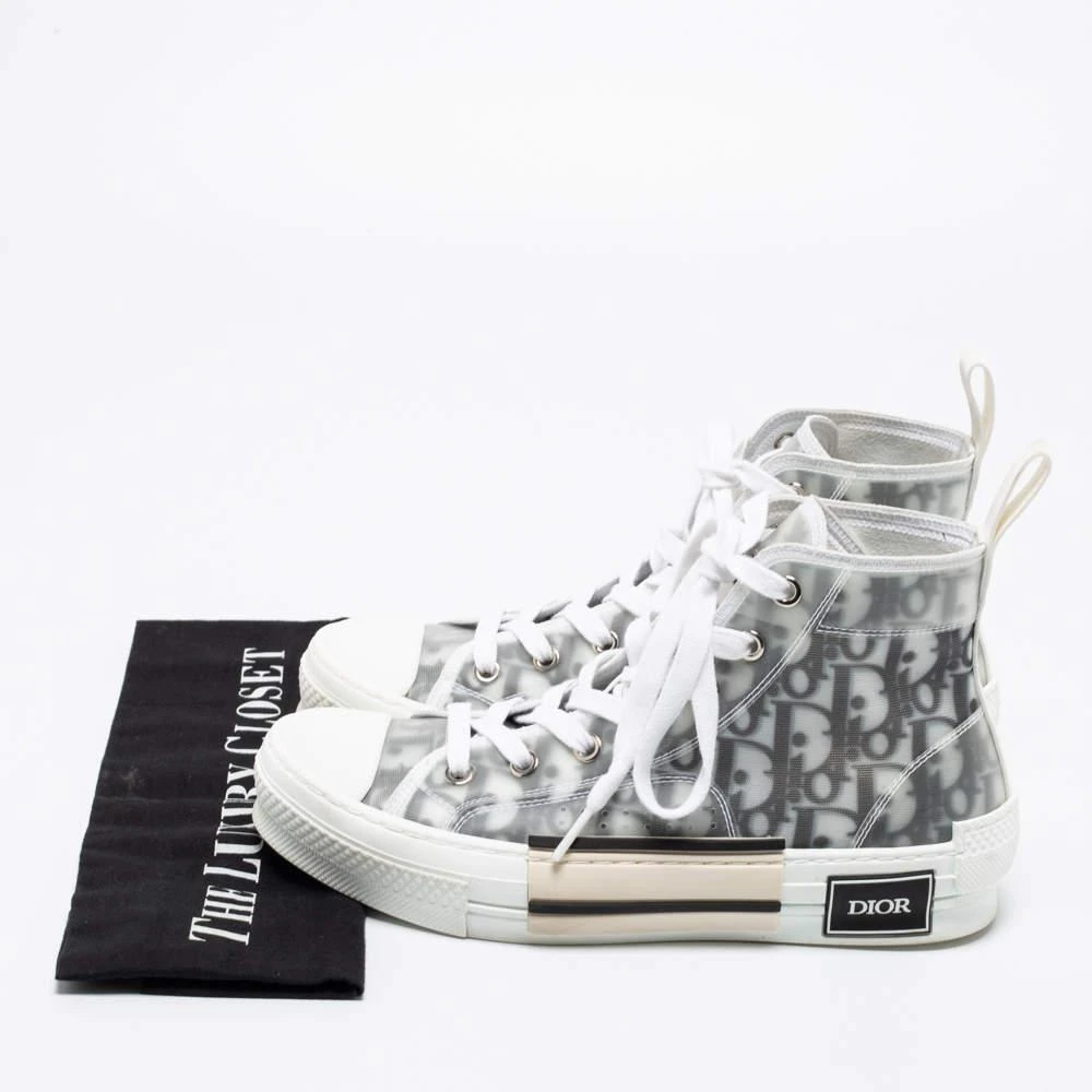 Dior White/Grey Mesh, PVC, Rubber and Oblique Canvas B23 High-Top Sneakers Size 37.5 商品