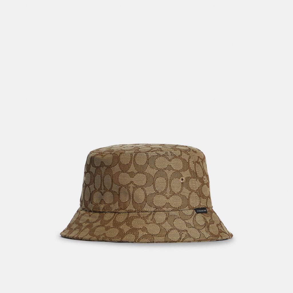 Coach]蔻驰Coach女款卡其色帽子|Outlet Bucket Hat In Signature