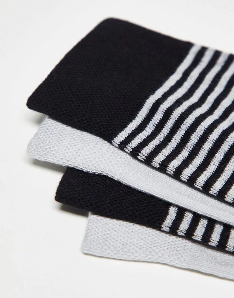 商品ASOS|ASOS DESIGN 2 pack striped smart fine rib socks in grey,价格¥77,第4张图片详细描述