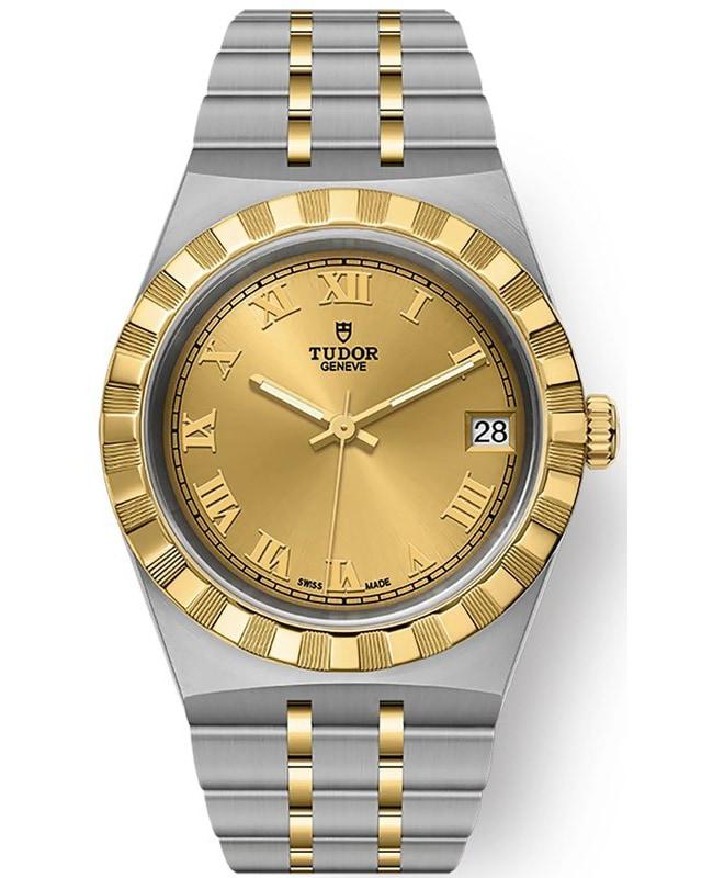 Tudor Royal Champagne Dial Stainless Steel and Yellow Gold Unisex Watch M28403-0004商品第1张图片规格展示