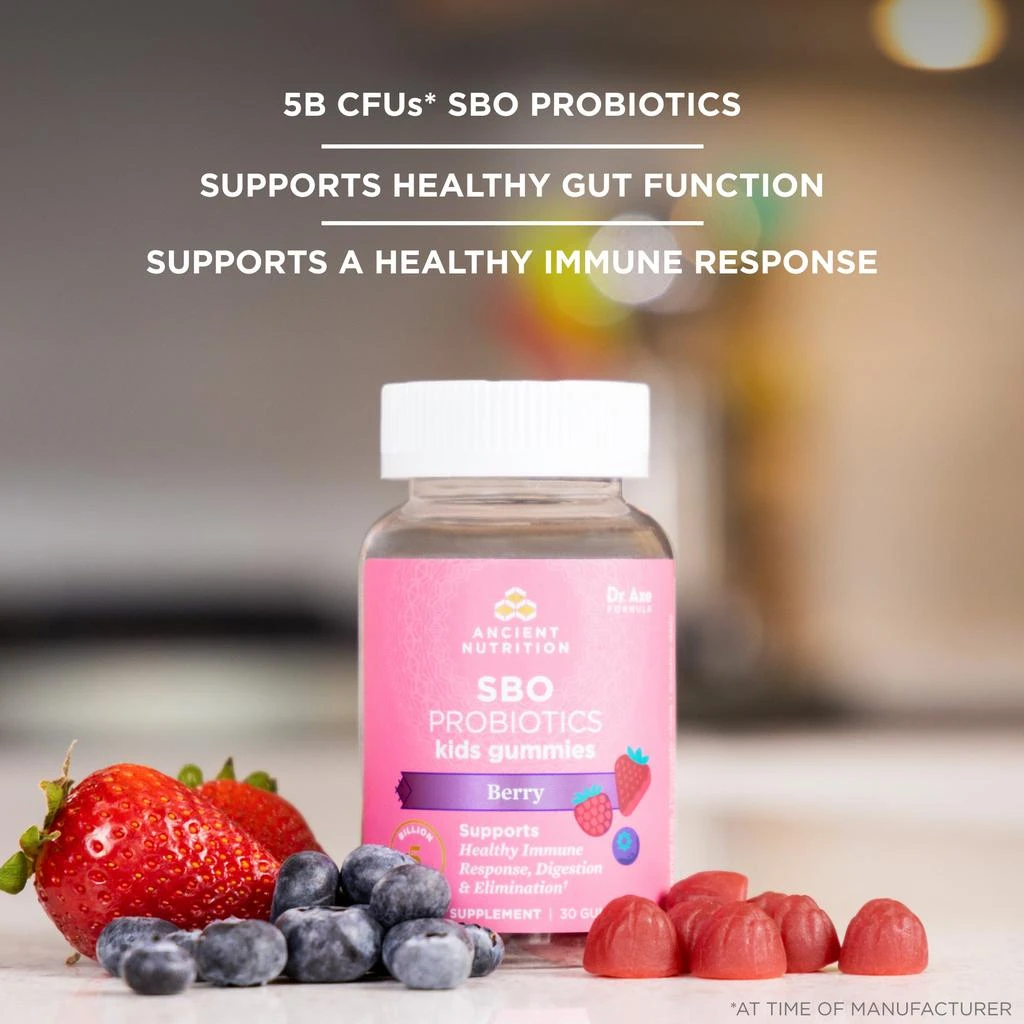 商品Ancient Nutrition|SBO Probiotics Kids | Gummies Berry (30 Gummies),价格¥151,第5张图片详细描述