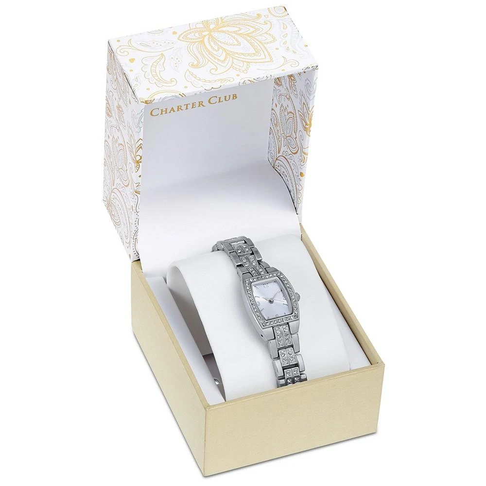 商品Charter Club|Women's Silver-Tone Crystal Bracelet Watch 28mm,价格¥204,第2张图片详细描述