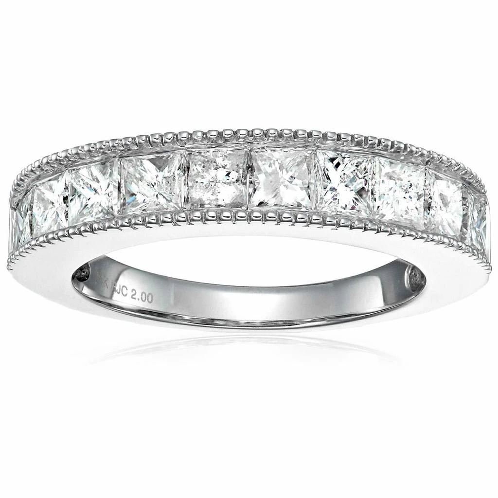 商品Vir Jewels|2 cttw Princess Cut Diamond Wedding Band with Milgrain 14K White or Yellow Gold,价格¥13278,第1张图片