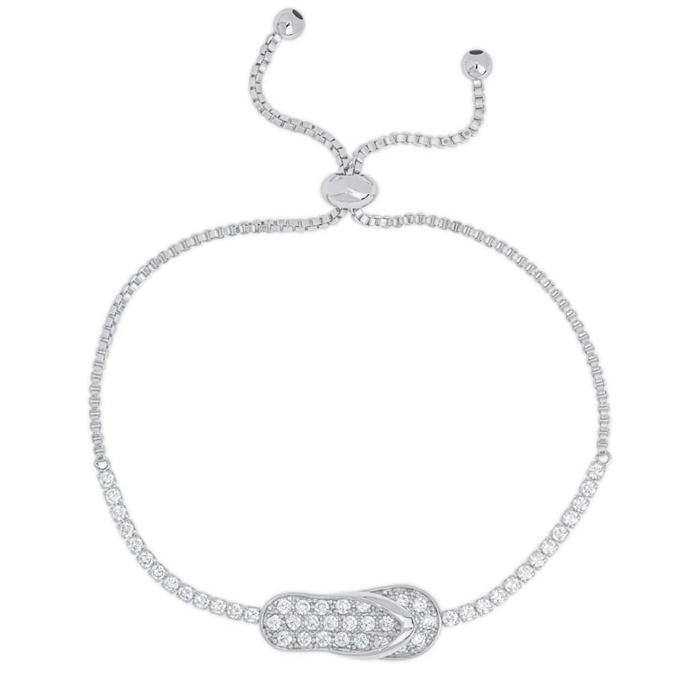 商品Macy's|Women's Fine Silver Plated Cubic Zirconia Flip Flop Bracelet,价格¥95,第1张图片