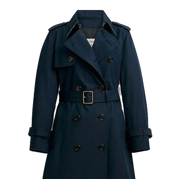 商品[国内直发] Coach|蔻驰 SS23 纯色双排扣中长款风衣 女款,价格¥3501,第8张图片详细描述