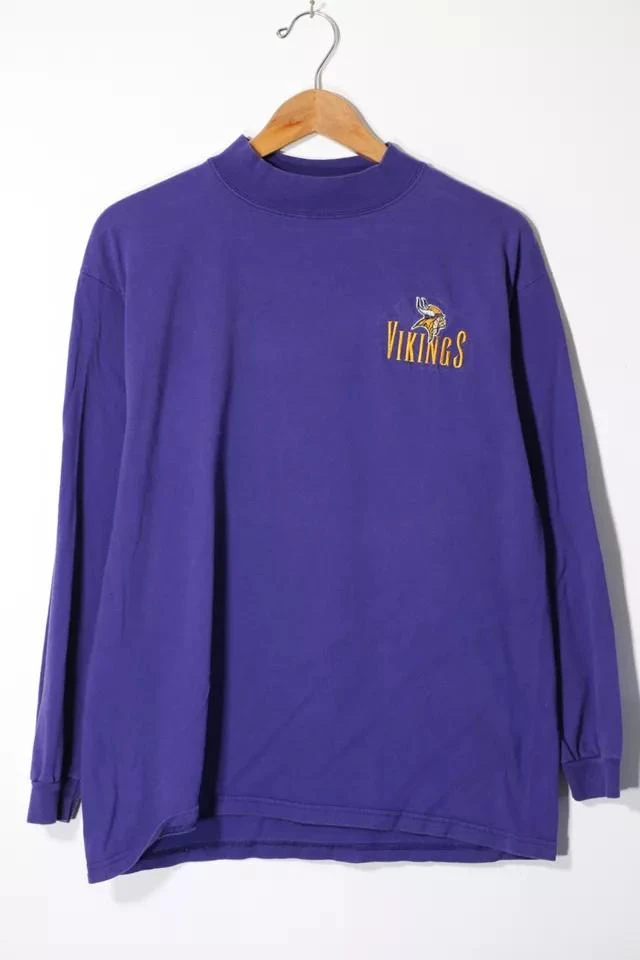 商品Urban Outfitters|Vintage NFL Minnesota Vikings Embroidered Mock Turtle Neck Long Sleeve T-shirt,价格¥747,第1张图片