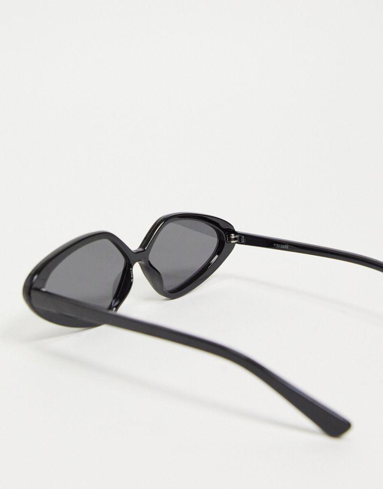 ASOS DESIGN frame oval cat eye sunglasses in shiny black - BLACK商品第2张图片规格展示