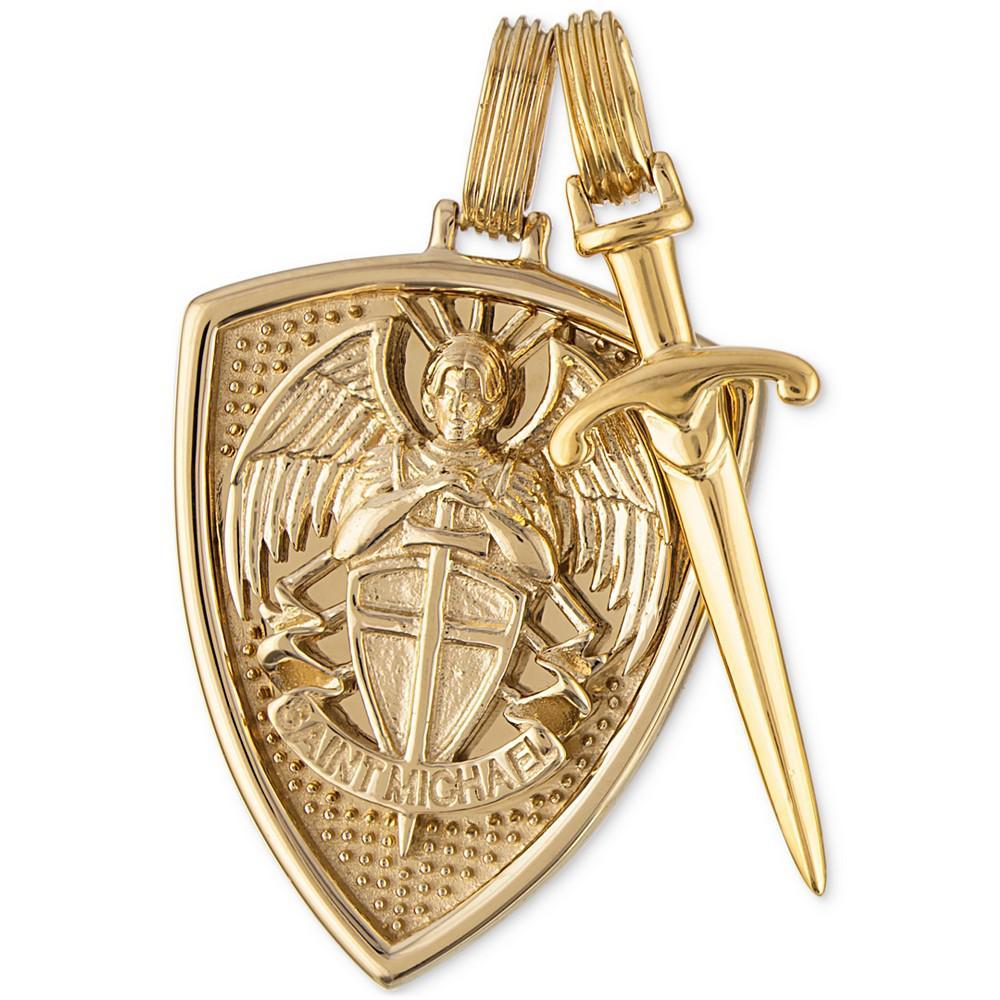 商品Esquire Men's Jewelry|2-Pc. Set Saint Michael Shield & Sword Amulet Pendants in 14k Gold-Plated Sterling Silver, Created for Macy's,价格¥2684,第4张图片详细描述